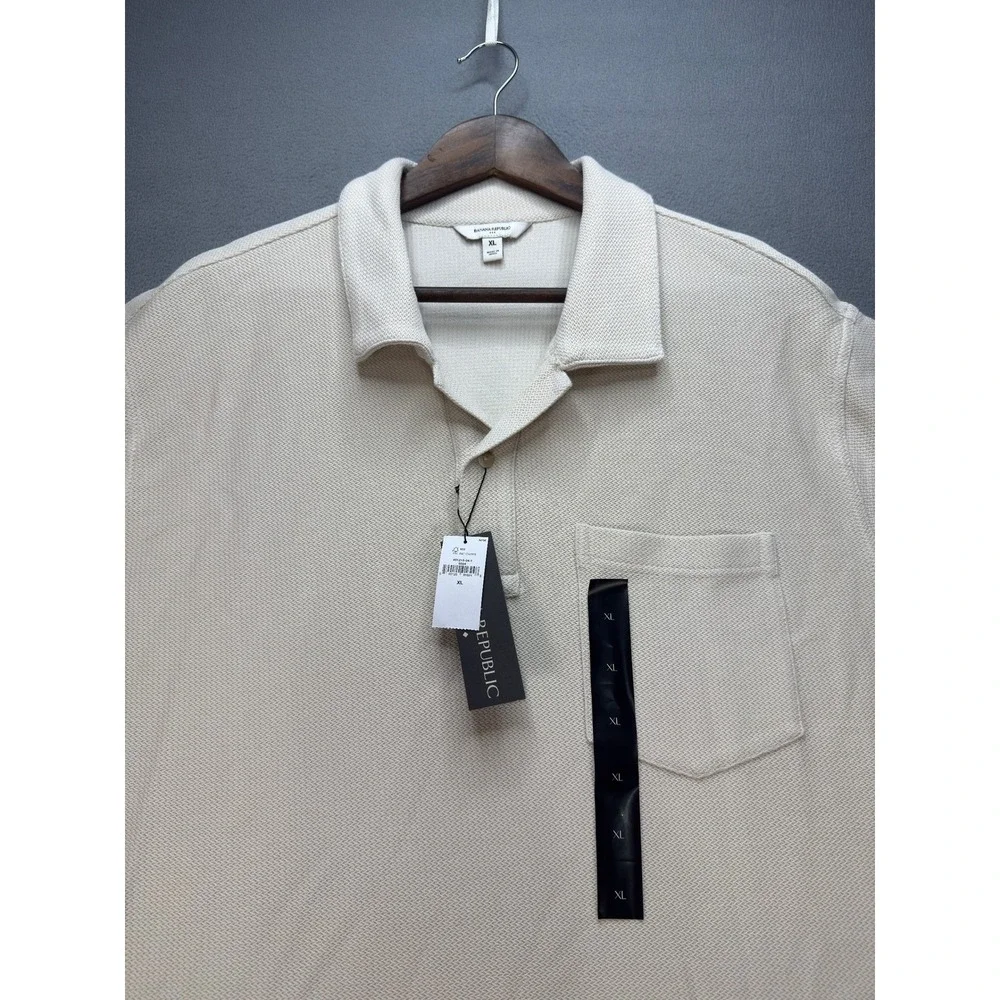 Banana Republic Summer Texture Transition Polo Shirt Regular XL Cream Cotton